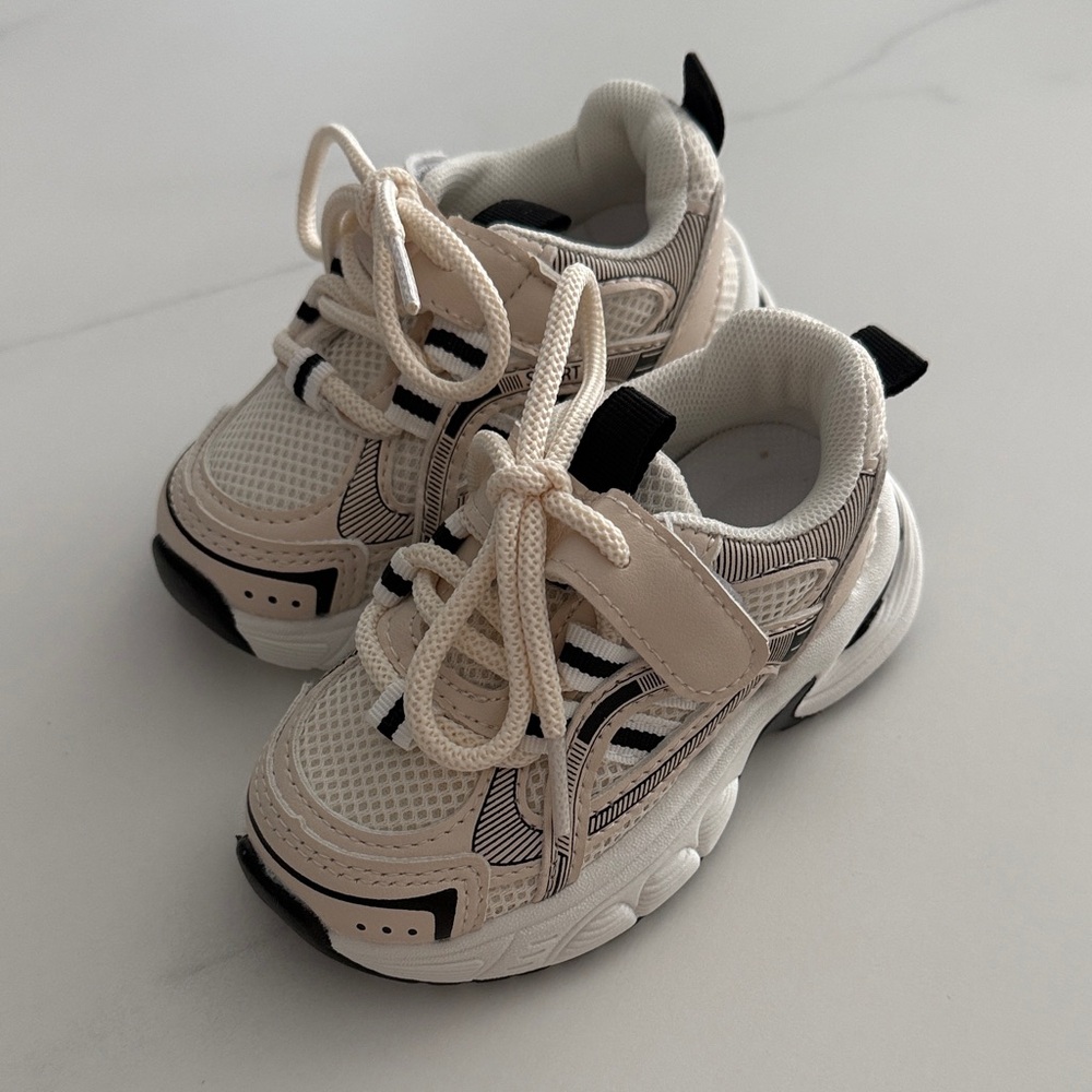 Trendy Kids Cream and Black Sneakers